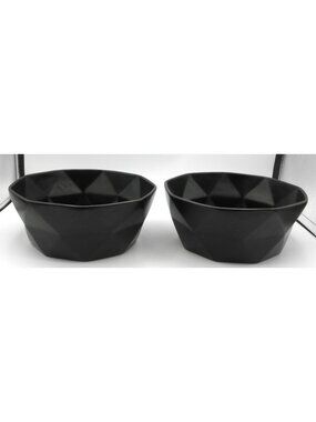 Bruntmor Black Matte Geometric 8-1/2 Inch Serving Bowls Set of 2 Oven to Table